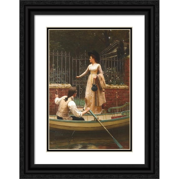 Edmund Blair Leighton 13x18 Black Ornate Wood Framed Double Matted Museum Art Print Titled - The Elopement (1893)