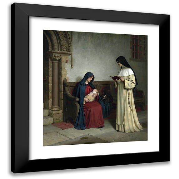 Edmund Blair Leighton 20x22 Black Modern Framed Museum Art Print Titled - Books and Art Maternity (1917)
