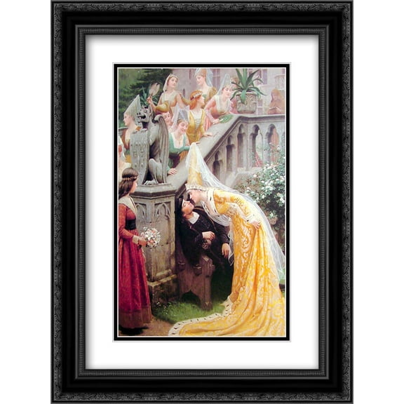 Edmund Blair Leighton 2x Matted 20x24 Black Ornate Framed Art Print 'Alain Chartier'
