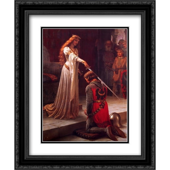 Edmund Blair Leighton 2x Matted 20x24 Black Ornate Framed Art Print 'The Accolade'