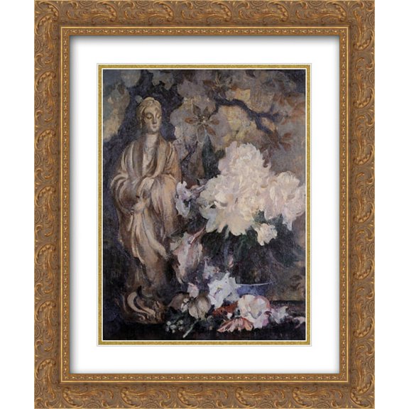 Edmund Charles Tarbell 2x Matted 20x24 Gold Ornate Framed Art Print 'Still Life with Oriental Statue'