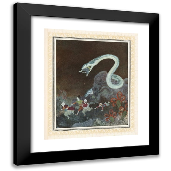 Edmund Dulac 12x14 Black Modern Framed Museum Art Print Titled - The Episode of the Snake (1914)