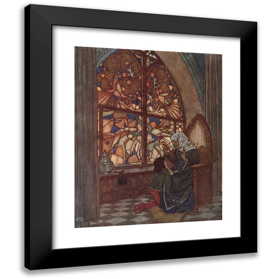 Edmund Dulac 12x14 Black Modern Framed Museum Art Print Titled - The Garden of Paradise Pl 1 (1911)