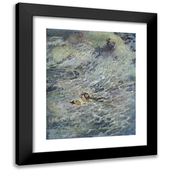 Edmund Dulac 12x14 Black Modern Framed Museum Art Print Titled - The Mermaid Pl 2 (1911)