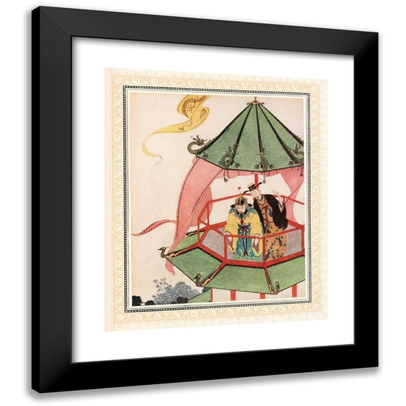 Edmund Dulac 12x14 Black Modern Framed Museum Art Print Titled - The Sultan and His Vvzier Looking for Aladdin's Magic Palace (1914)