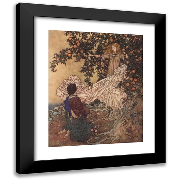 Edmund Dulac 15x18 Black Modern Framed Museum Art Print Titled - The Garden of Paradise Pl 4 (1911)