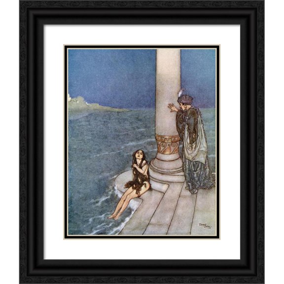 Edmund Dulac 20x24 Black Ornate Framed Double Matted Museum Art Print Titled: The Mermaid Pl 4 (1911)