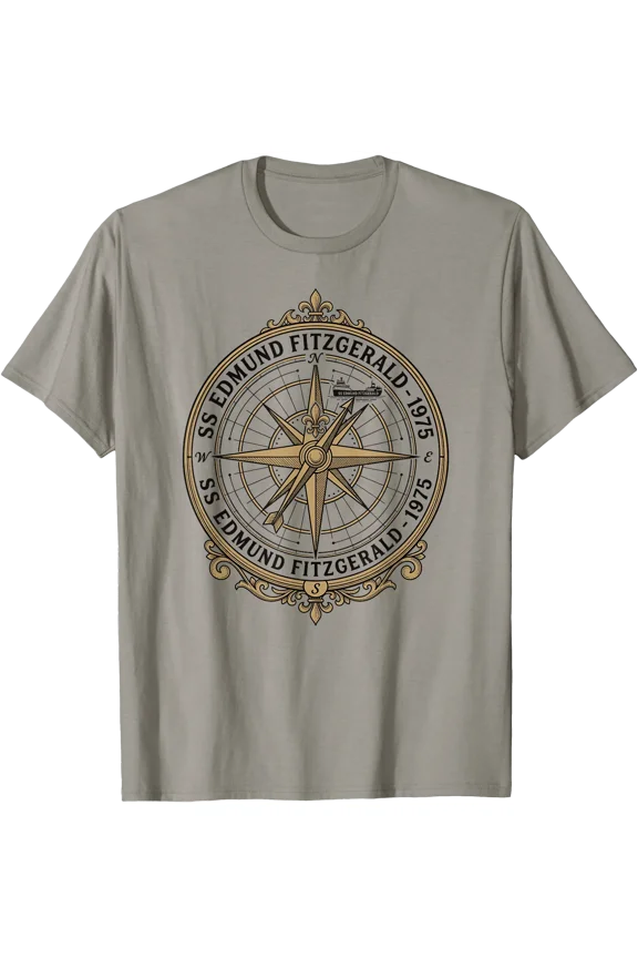 Edmund Fitzgerald Lake Superior Shipwreck Compass T-Shirt