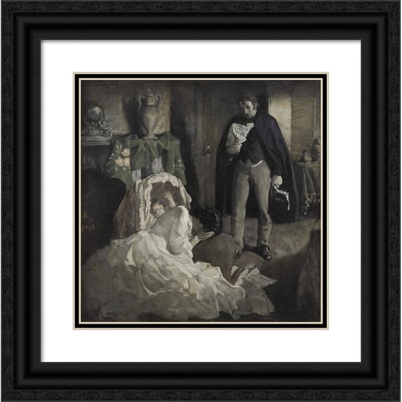 Edmund Franklin Ward 12x12 Black Ornate Wood Framed Double Matted Museum Art Print Titled: Weeping Woman with Child (1923)