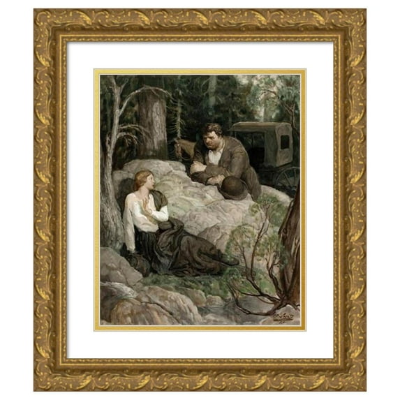 Edmund Franklin Ward 12x14 Gold Ornate Wood Frame and Double Matted Museum Art Print Titled - Lovers (1924)