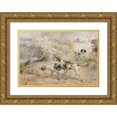 thumbnail image 1 of Edmund Henry Osthaus 14x11 Gold Ornate Wood Frame and Double Matted Museum Art Print Titled - Hunting Dogs, 1 of 4