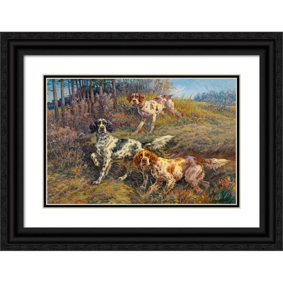 Edmund Henry Osthaus 18x13 Black Ornate Wood Framed Double Matted Museum Art Print Titled - Three Pointers