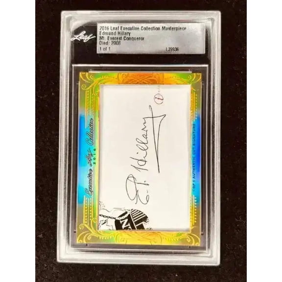 Edmund Hillary 2016 Leaf Masterpiece Cut Signature certified autograph card 1/1 JSA Mt. Everest