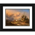 thumbnail image 1 of Edmund Mahlknecht 14x11 Black Ornate Wood Framed Double Matted Museum Art Print Titled: A Peasant Resting with Grazing Animals and a Foal (1857), 1 of 5