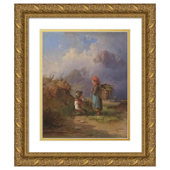 Edmund Mahlknecht 15x18 Gold Ornate Wood Frame and Double Matted Museum Art Print Titled - Course Growth