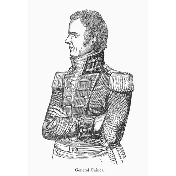 Edmund Pendleton Gaines N(1777-1849). American Soldier. Wood Engraving American Mid-19Th Century. Print by