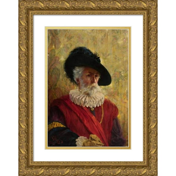Edmund Perle 18x24 Gold Ornate Framed and Double Matted Museum Art Print Titled - Self-Portrait in the 16th-Century Costume (1924)