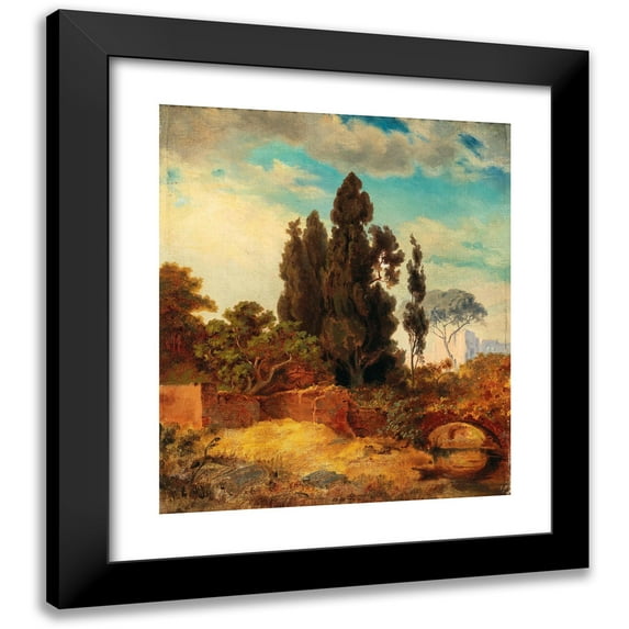 Edmund Von Wörndle 12x14 Black Modern Framed Museum Art Print Titled - View of the Villa Hadriana, Tivoli