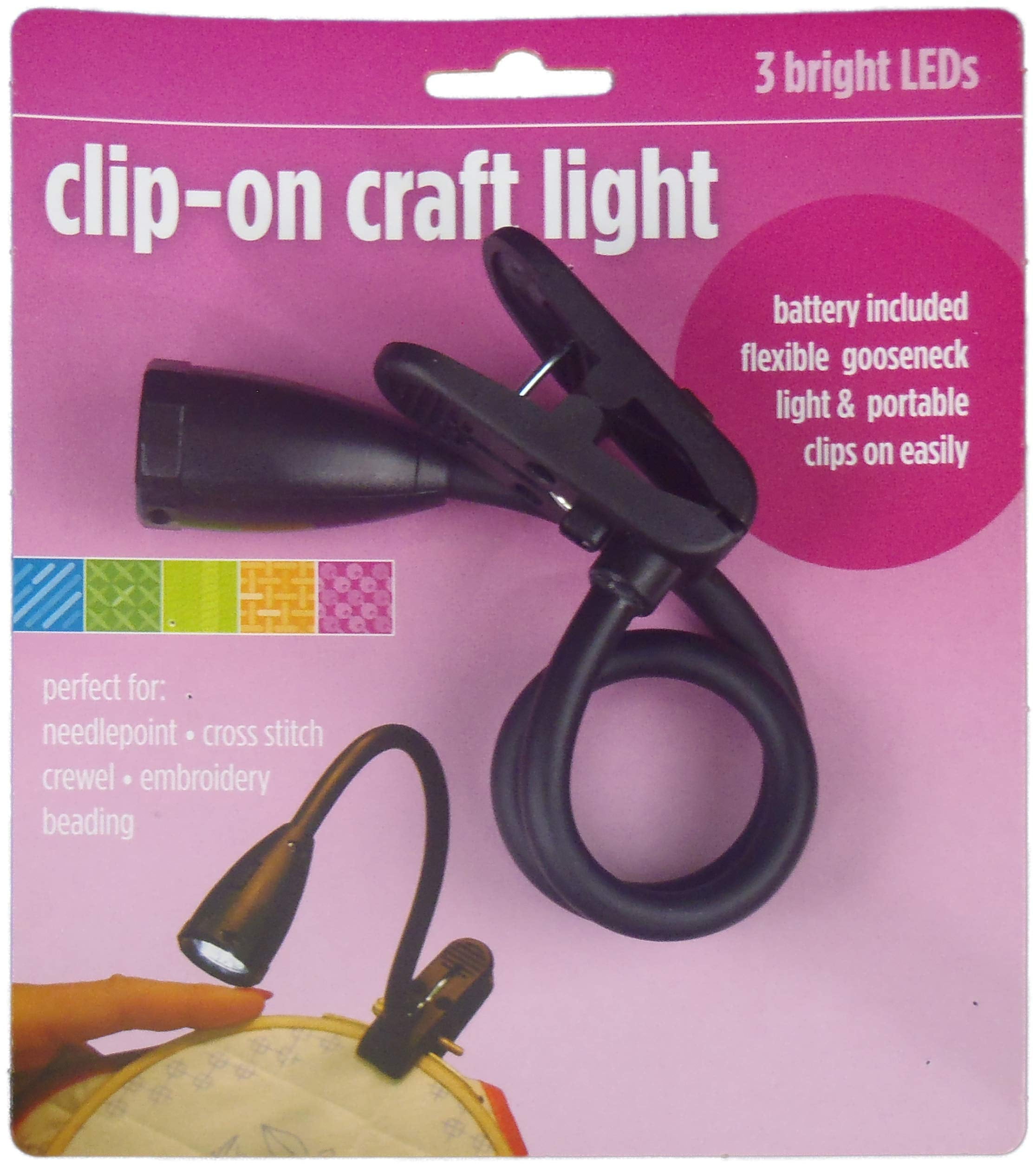 Black Clip-On LED Craft Light with Adjustable Neck
