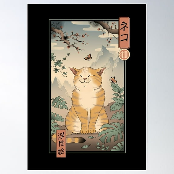 Edo Cat Poster Wall Art, Modern Wall Decor For Living Room Bedroom, 12x18 UNFRAMED