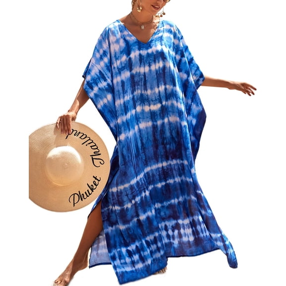 Edolynsa Caftan Tunic Tops for Women Summer Kaftan Dresses Resortwear Lightweight Loungewear