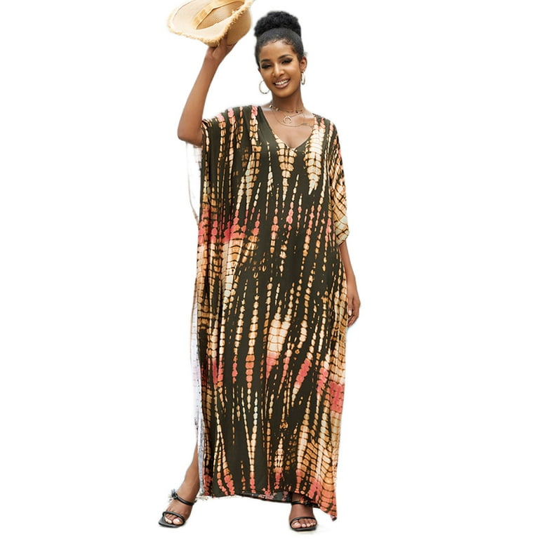 Tie Dyed Striped Maxi Kaftan Dress Tie Dyed Striped Maxi Kaftan Dress
