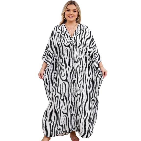Edolynsa Kaftan Cover up Dresses for Women Long Caftan Loungewear Beachwear Summer Resort Outfits Casual Night Gown