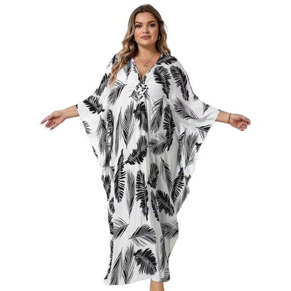 Edolynsa Kaftan Dresses Cover Up for Swimwear Women Casual Turkish Kaftans Loose Lightweight Oversized Caftan moomoo House wear
