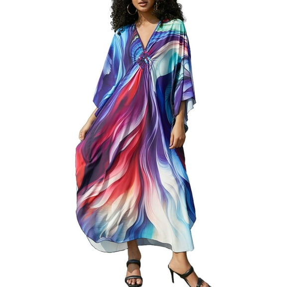 Edolynsa Kaftan Dresses for Swimewear Women Beach Maxi Dress Loose Mumu Dress Summer Outfits Bathing Suit Cover up Caftan top