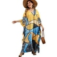 thumbnail image 1 of Edolynsa Plus Size Africa Kaftan Dress Batwing Sleeve Bathing Suit Cover up Long Summer Outfit, 1 of 7