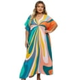 thumbnail image 1 of Edolynsa Plus Size Kaftan Dresses for Women Maxi Beach Dress Bathing Suit Cover up Lightweight Resort Wear Mumu Dress, 1 of 9
