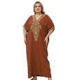 thumbnail image 1 of Edolynsa Plus Size Moroccan Kaftan Dress for Women Embroidery Caftan Tunic Maxi Beach Dresses Bathing Suit Cover up Sleepwear, 1 of 8