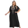 thumbnail image 1 of Edolynsa Plus Size Moroccan Kaftan Dress for Women Embroidery Caftan Tunic Maxi Beach Dresses Bathing Suit Cover up Sleepwear, 1 of 8