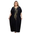 thumbnail image 1 of Edolynsa Plus Size Moroccan Kaftan Dress for Women Embroidery Caftan Tunic Maxi Beach Dresses Bathing Suit Cover up Sleepwear, 1 of 9