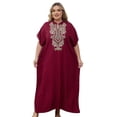 thumbnail image 1 of Edolynsa Plus Size Moroccan Kaftan Dress for Women Embroidery Caftan Tunic Maxi Beach Dresses Bathing Suit Cover up Sleepwear, 1 of 10