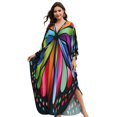 thumbnail image 1 of Edolynsa Plus Szie Bikini Cover up Turkish Kaftan Dresses Animal Print Caftan Tunic Long Beach Maxi Dress Batwing Sleep Wear, 1 of 9