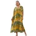 thumbnail image 1 of Edolynsa Striped Print Kaftan Bat Sleeve Beach Dress Plus Size Swimsuit Cover-Up Casual Outfit Caftans Africa Robe, 1 of 8