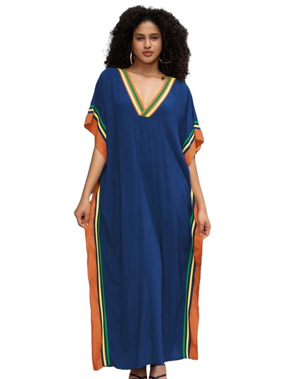 Swimwear Cover up for Women Loose Kaftan Gown Long Caftan Robe Printed Moomoo Dresses Casual Nightgown