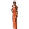 thumbnail image 1 of Edolynsa Women Halter Neck Knit Maxi Dress Backless Hollow Out Swimwear Coverup Crochet Sleeveless Long Beachwear Resort Wear, 1 of 8
