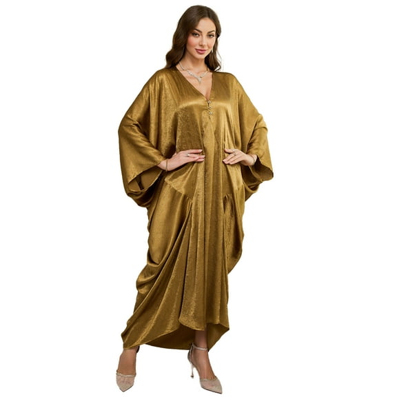 Edolynsa Women Print Kaftan Cover up Casual Summer Dress Plus Size Cafan Loungewear Maxi Beachwear Long Resort Outfits