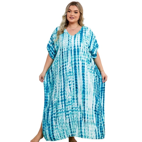 Edolynsa Womens Beach Kafan Coverups Oversized Caftan Loungewear Plus Size Bathing Suit Cover up Maxi mumu Dresses Long Tops