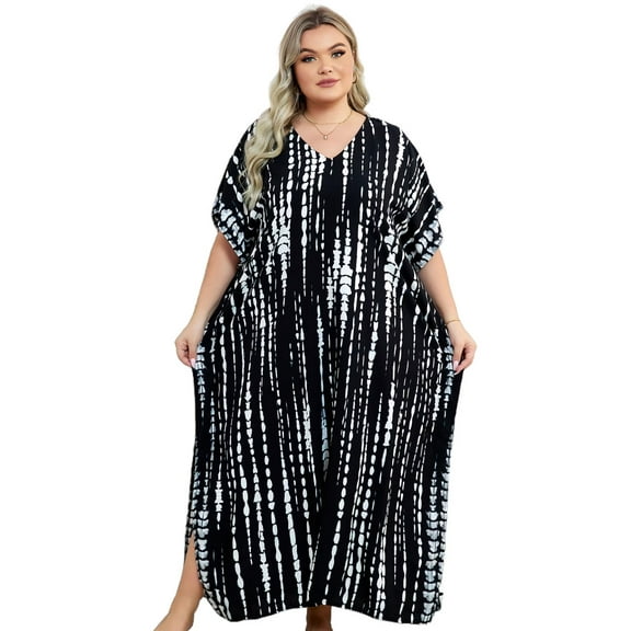 Edolynsa Womens Beach Kafan Coverups Oversized Caftan Loungewear Plus Size Bathing Suit Cover up Maxi mumu Dresses Long Tops