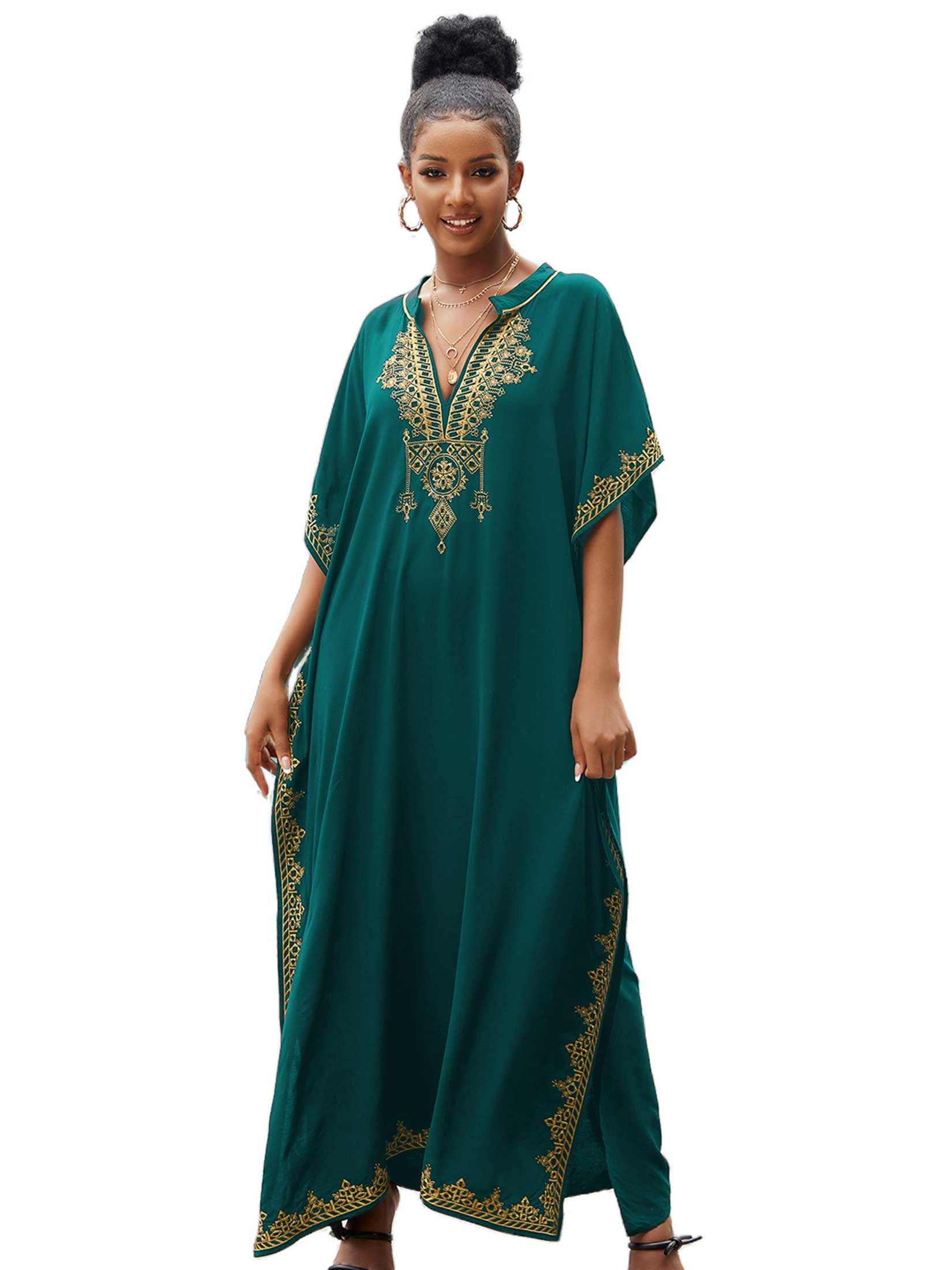 Edolynsa Womens Embroidered Kaftan Dresses Long Swimsuit Cover up Plus Size Caftan Loungewear Maxi Beachwear Boho Beach Tops - Walmart Business Supplies Edolynsa Womens Embroidered Kaftan Dresses Long Swimsuit Cover up Plus Size Caftan Loungewear Maxi Beachwear Boho Beach Tops - Walmart Business Supplies