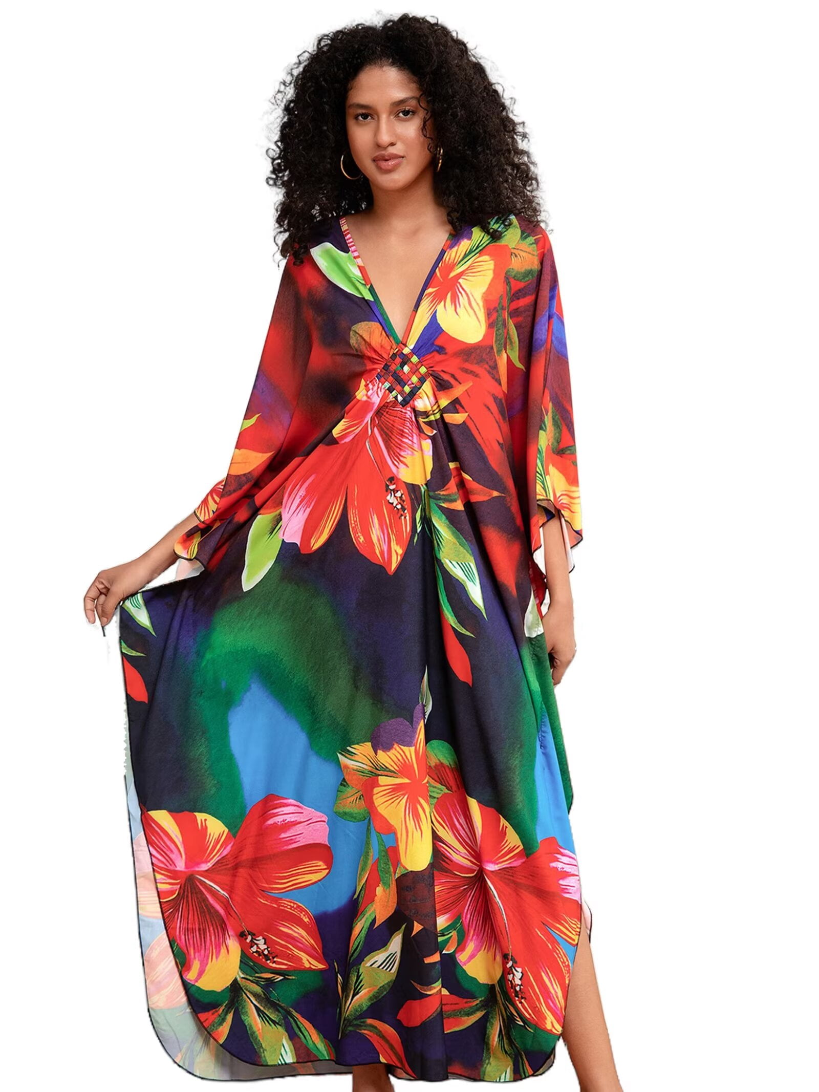 caftan beach dress ASHLEYlauren 11638 Shimmer Jersey Gown with Corset main image 1