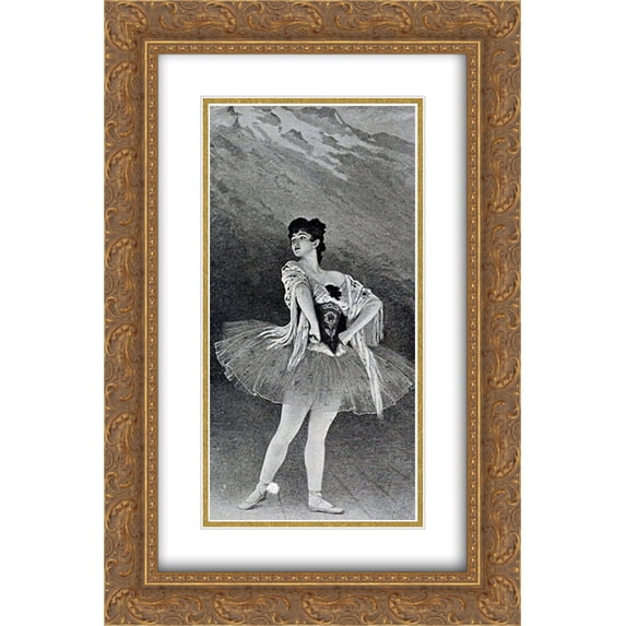 Edouard Debat Ponsan 2x Matted 16x24 Gold Ornate Framed Art Print 'Madame Emma Sandrini. Ballet de la Maladetta'