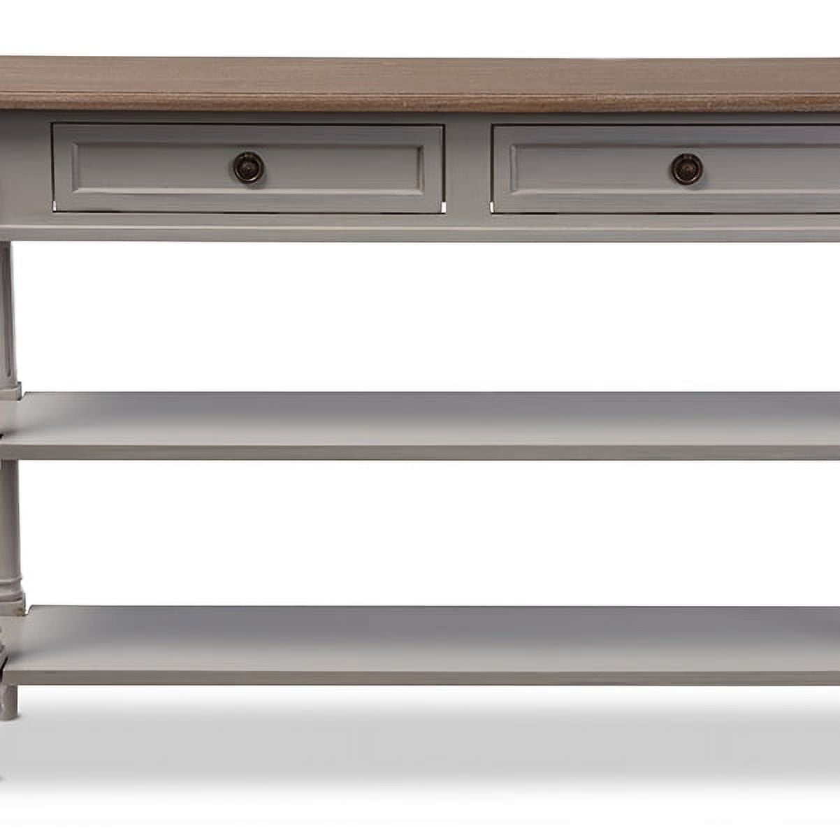 Edouard Two-Tone Rustic Oak and Light Grey Console Table with Storage