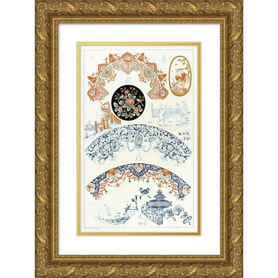 Edouard Garnier 11x14 Gold Ornate Wood Frame and Double Matted Museum Art Print Titled - Dictionary of Ceramics Pl.16 (1893)