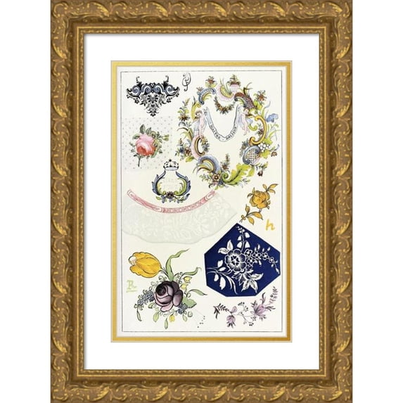 Edouard Garnier 11x14 Gold Ornate Wood Frame and Double Matted Museum Art Print Titled - Pl.10 Ceramics Dictionary (1893)