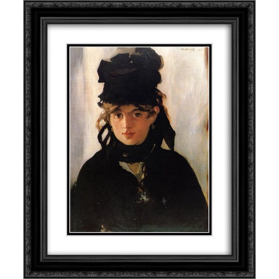 Edouard Manet 2x Matted 20x24 Black Ornate Framed Art Print 'Berthe Morisot with a bouquet of violets'