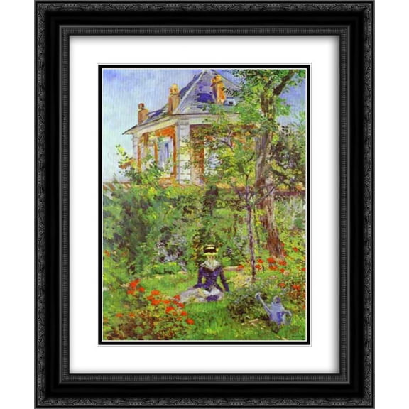 Edouard Manet 2x Matted 20x24 Black Ornate Framed Art Print 'The Garden at Bellevue'